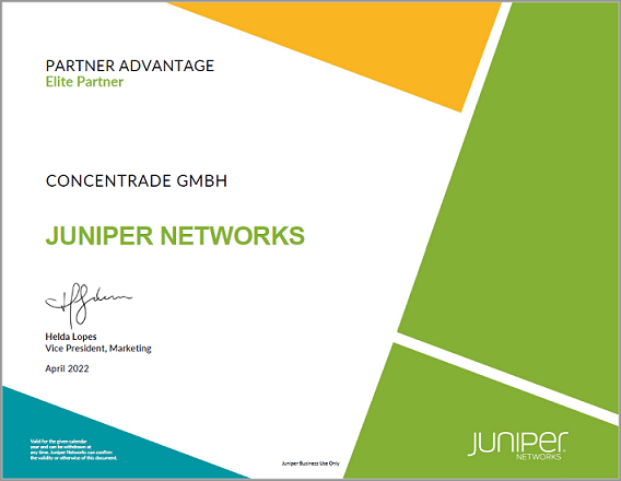 Zertifikat Elite Partner Juniper Networks